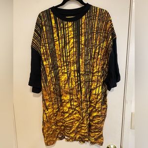 New Gold foil “art and sew” custom shirt. Size 3XL. 1 of 1. Fits more like XXL.